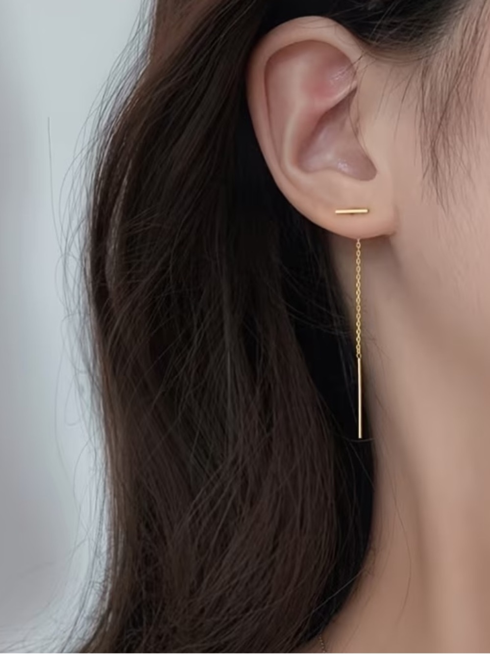 Minimalist Golden Threader Drop Earrings for Women